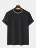 ZAFUL T-shirt Décontracté à Imprimé Lettre à Col Côtelé Streetwear Xxl Noir
