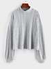 ZAFUL T-shirt Décontracté Côtelé en Tricot à Goutte Epaule Xl Gris clair