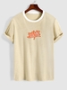 ZAFUL T-shirt Décontracté Lettre Brodée à Col Rond M Café lumière