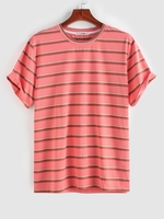 ZAFUL T-shirt Décontracté Motif de Rayure Colorée Xxl Rose clair