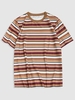 ZAFUL T-shirt Décontracté Rayé Imprimé à Col Côtelé S Café