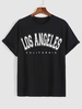 ZAFUL T-shirt de Base à Imprimé Lettre LOS ANGELES S Noir