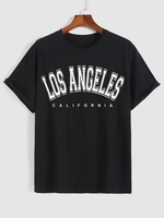 ZAFUL T-shirt de Base à Imprimé Lettre LOS ANGELES S Noir