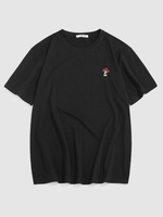 ZAFUL T-shirt de Base Champignon Brodé à Manches Courtes S Noir