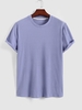 ZAFUL T-shirt de Base Côtelé à Manches Courtes S Bleu clair