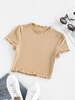 ZAFUL T-shirt de Base Côtelé à Ourlet en Laitue L Café lumière