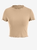 ZAFUL T-shirt de Base Côtelé à Ourlet en Laitue S Café lumière