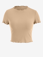 ZAFUL T-shirt de Base Côtelé à Ourlet en Laitue S Café lumière