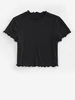 ZAFUL T-shirt de Base Côtelé à Ourlet en Laitue S Noir