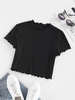 ZAFUL T-shirt de Base Côtelé à Ourlet en Laitue Xl Noir