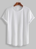 ZAFUL T-shirt de Base en Couleur Unie à Manches Courtes à Ourlet Asymétrique L Blanc