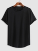 ZAFUL T-shirt de Base en Couleur Unie à Manches Courtes à Ourlet Asymétrique L Noir