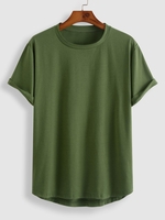 ZAFUL T-shirt de Base en Couleur Unie à Manches Courtes à Ourlet Asymétrique M Vert clair