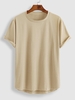 ZAFUL T-shirt de Base en Couleur Unie à Manches Courtes à Ourlet Asymétrique S Café lumière