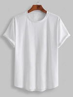 ZAFUL T-shirt de Base en Couleur Unie à Manches Courtes à Ourlet Asymétrique Xl Blanc