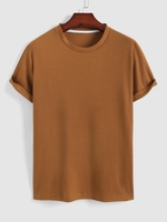 ZAFUL T-shirt de Base Texturé à Manches Courtes Xl Café