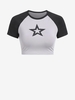 ZAFUL T-shirt de Baseball Court Etoile en Blocs de Couleurs à Manches Raglan S Gris