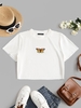 ZAFUL T-shirt de Bébé Papillon Brodé à Ourlet Brut Grande Taille
