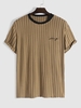 ZAFUL T-shirt de Lettre Bordée Rayée S Café