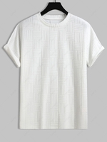 ZAFUL T-shirt en Tissu Éponge en Jacquard à Manches Courtes M Blanc