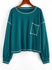 ZAFUL T-shirt en Tricot Cousu avec Poche Poitrine à Goutte Epaule Xl Vert profond