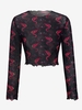 ZAFUL T-shirt Flamme en Maille Transparente à Ourlet en Laitue pour Bébé Xl Noir