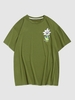ZAFUL T-shirt Fleur Brodée Dessin Animé à Manches Courtes M Vert profond