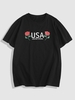 ZAFUL T-shirt Fleur Lettre Rose Graphique Streetwear Xl Noir