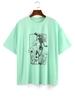 ZAFUL T-shirt Fleur Squelette à Goutte Epaule S Vert clair