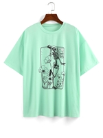 ZAFUL T-shirt Fleur Squelette à Goutte Epaule S Vert clair