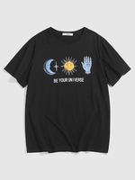 ZAFUL T-shirt Graphique à Imprimé Lune et Soleil Xxl Noir