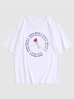 ZAFUL T-shirt Graphique à Imprimé Rose Lettre M Blanc