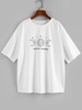 ZAFUL T-shirt Graphique Lune et Soleil à Goutte Epaule M Blanc