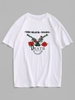 ZAFUL T-shirt Graphique Rose à Imprimé Fleur M Blanc