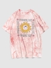 ZAFUL T-shirt Graphique Soleil Mignon Teinté à Imprimé Lettre Streetwear Esthétique Y2K Xxl Rose clair