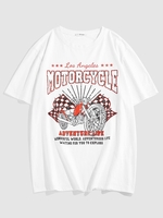 ZAFUL T-shirt Graphique Vintage Aventure de Vie de Moto M Blanc