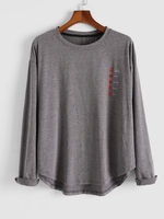 ZAFUL T-shirt Haut Bas Chiné Graphique Imprimé L Gris