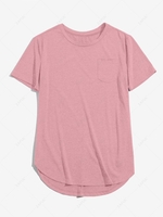 ZAFUL T-shirt Haut Bas en Couleur Unie avec Poche Poitrine S Rose clair