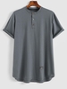 ZAFUL T-shirt Henley Ourlet Courbe à Manches Courtes S Gris