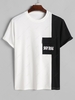 ZAFUL T-shirt Lettre STAY REAL en Blocs de Couleurs avec Poche à Rabat Design M Blanc