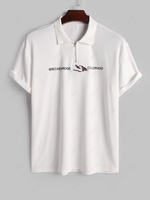 ZAFUL T-shirt Montagne Lettre Brodée Manches Courtes à Col Polo M Blanc