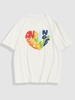 ZAFUL T-shirt Motif de Cœur Lettre à Manches Courtes L Blanc