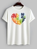 ZAFUL T-shirt Motif de Cœur Lettre à Manches Courtes M Blanc