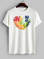 ZAFUL T-shirt Motif de Cœur Lettre à Manches Courtes Xl Blanc