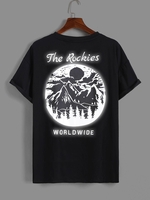 ZAFUL T-shirt Motif de Montagne Lumineux M Noir