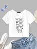 ZAFUL T-shirt Motif de Papillon à Manches Courtes Xl Blanc