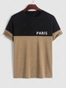ZAFUL T-shirt Motif de PARIS en Blocs de Couleurs à Manches Courtes S Café