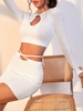 ZAFUL T-shirt Noué Ouvert Au Dos avec Trou de Serrure M Blanc