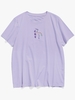 ZAFUl T-shirt Oriental à Lettre et Oiseau Brodé 2xl Mauve