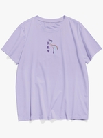 ZAFUl T-shirt Oriental à Lettre et Oiseau Brodé 2xl Mauve